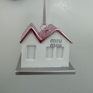 RARE Collectible 2025 Holiday MIU MIU Metallic Pink and White House Ornament